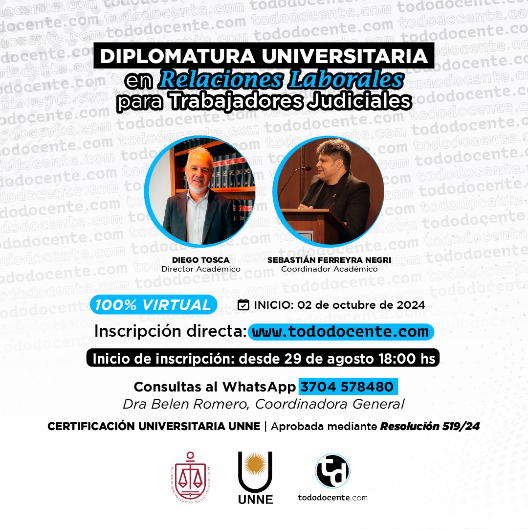 DIPLOMATURA UNIVERSITARIA en RELACIONES LABORALES para TRABAJADORES JUDICIALES