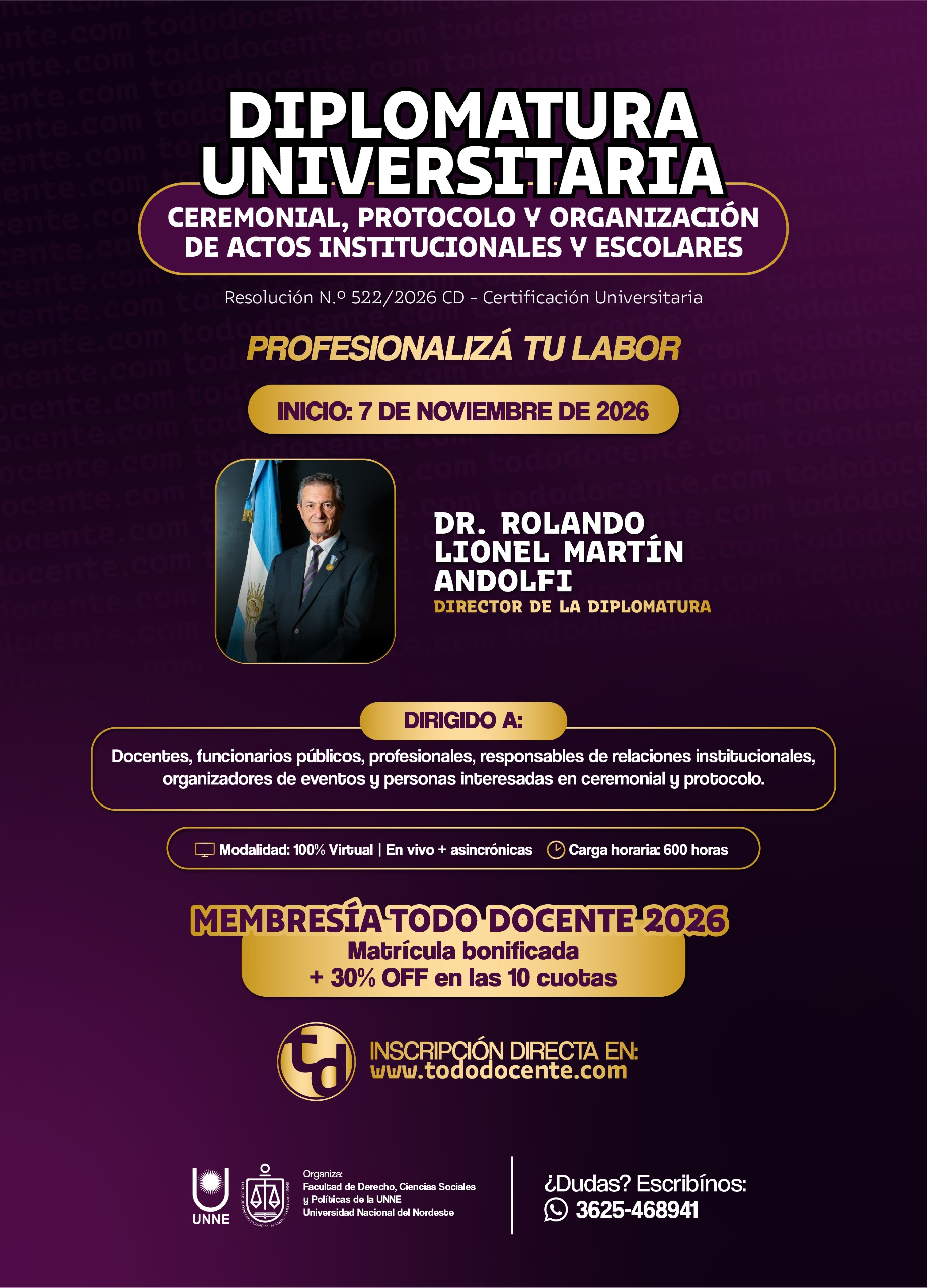 DIPLOMATURA UNIVERSITARIA EN CEREMONIAL, PROTOCOLO Y ORGANIZACIÓN DE ACTOS INSTITUCIONALES Y ESCOLARES